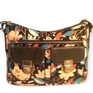 Fossil double pocket messenger bag floral